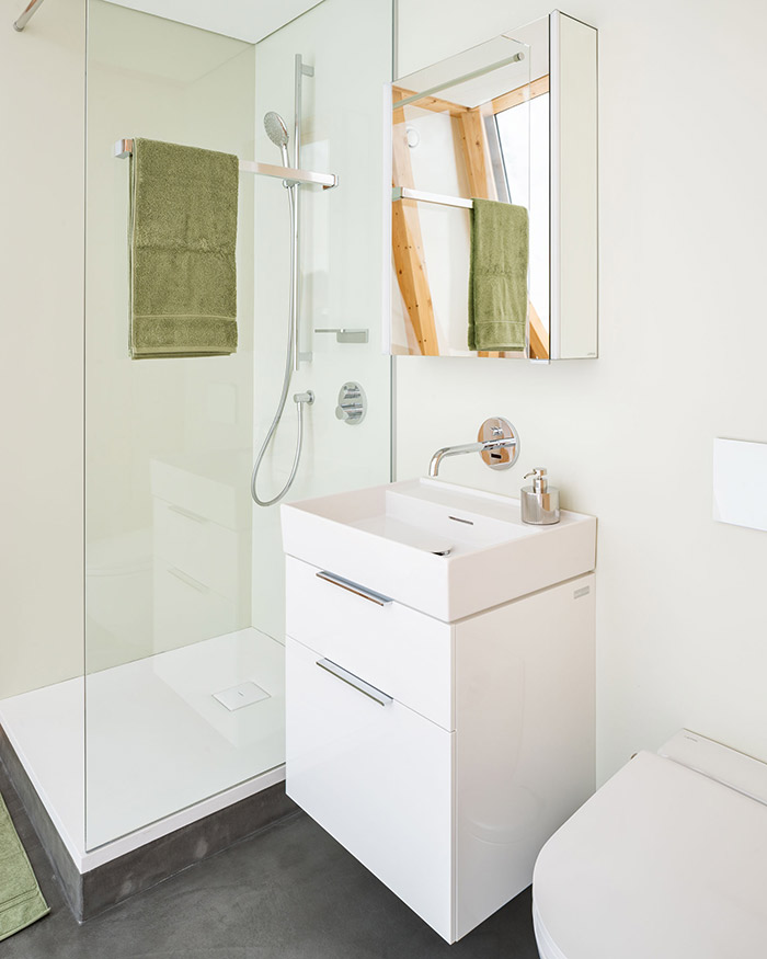 Interior bathroom of smart home completed using digital construction technologies