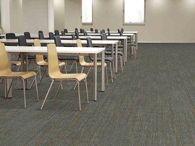 Classroom interior with Ebb Accent sustainable carpets