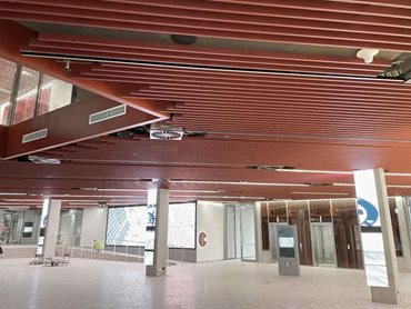 The new civic centre in Parramatta Square features Alumate ALC07525 screening in Deep Garnet Finish  