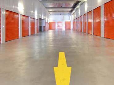 The storage lockup door on each individual storage unit features a high-gloss orange finish