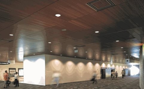 Armstrong Ceiling Solutions WoodWorks™ Ceilings Tampa Airport Corridor