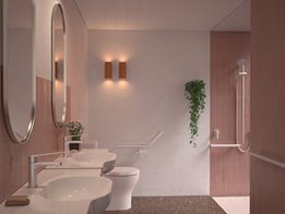 Colour for care bathrooms: Matching tapware, grab rails, showers & accessories