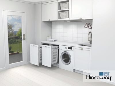 Hideaway Bins Hidden Storage Solutions for Laundries White Open