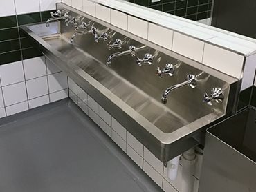Britex stainless steel pre-plumbed handwashing PWD trough