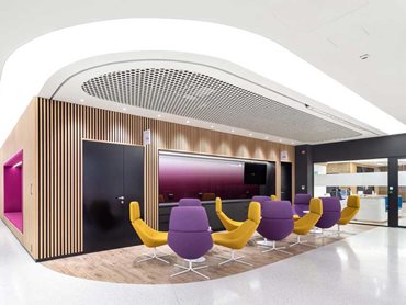 durlum’s aesthetic open metal ceiling is an integral part of the sustainable, harmonious and feel-good interior design