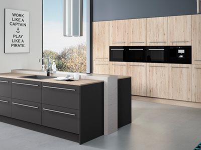 Nover Syncron Oak Structured Panels Residential Kitchen Cabinets and Drawers