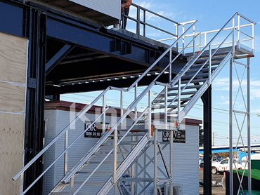 The KOMBI modular aluminium stair system provided access to the site shed's second level