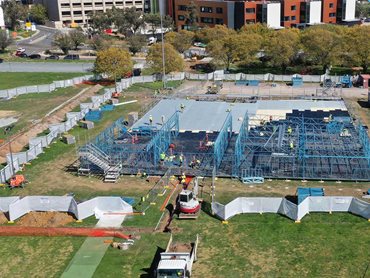 The COVID-19 Surge Centre was built using prefabricated wall frames and roof trusses made from TRUECORE steel