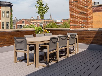 TRAXION Mineral Fibre Commercial Decking Rooftop Seating Area