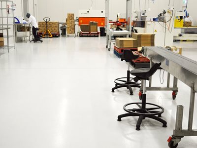 Commercial flooring in factory setting