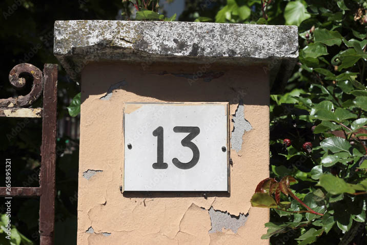 number 13 thirteen outdoor sign home house address marker stone