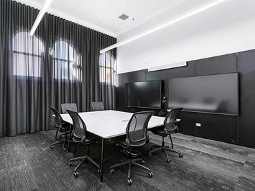 TAFE NSW installed floor-to-ceiling Byron Sheer acoustic curtains in each of their affected video conferencing rooms