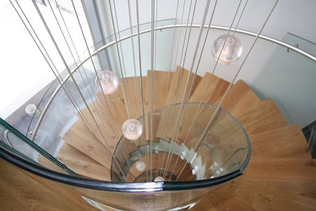 residential banister curved glass