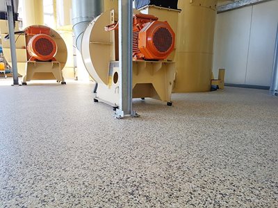 SteriFlake Flooring in a Lab Interior Setting