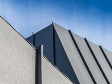 The angled and canted UniCote LUX clad facade