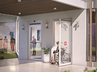 Assa Abloy SW200 Exterior Entrance Of Elderly Home With Swing Door System