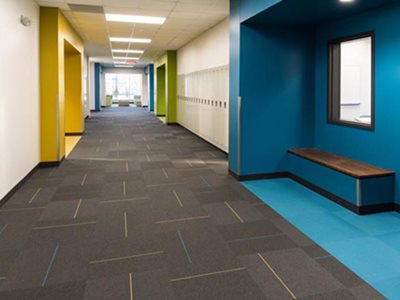 Commercial hallway with textile composite floor