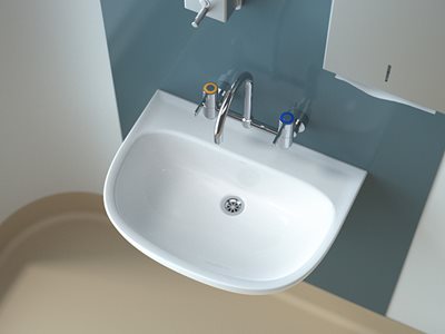 Basin and Tapware Blue Tiles