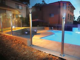 Low Profile Post System with LED Lighting from Dimension One Glass Fencing