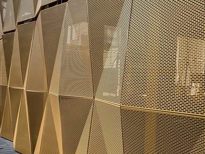 Gold Patterned Metal Decorative Facade Detailed View