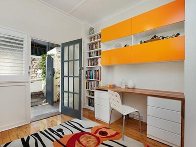 Home office with veneer desk