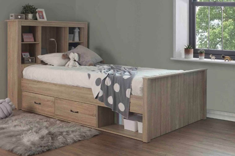 Australian king single bed for adults wooden bookcase included
