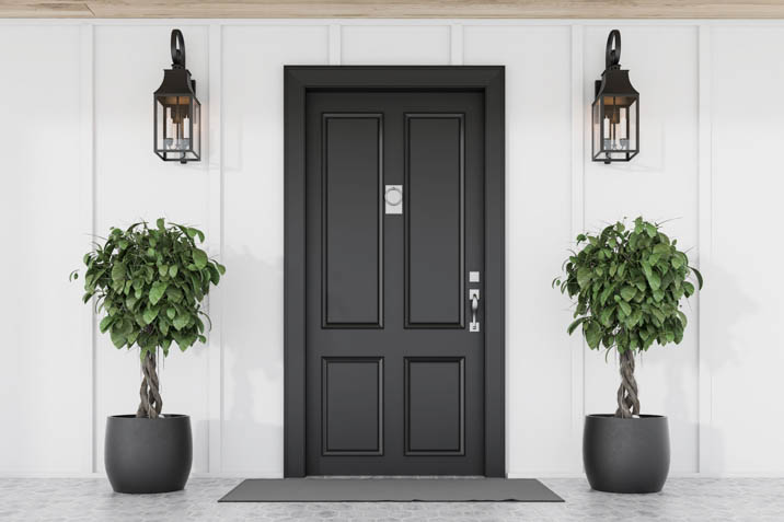 Black front door with strong feng shui