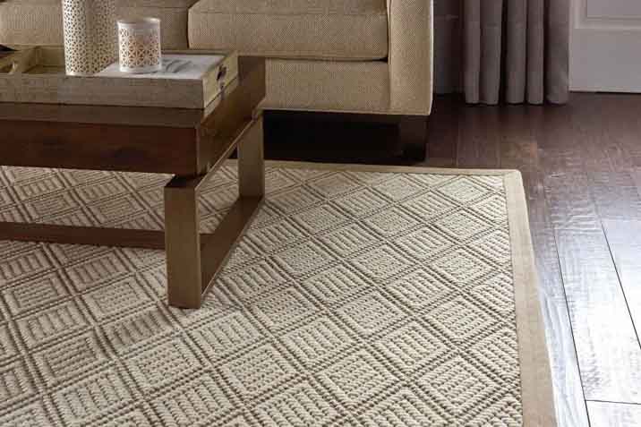 wool carpet textured diamond patterns rug on hardwood floor white