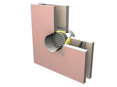 Rendered product image of intumescent fire damper