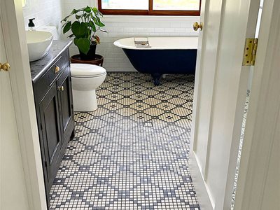 Tessellated Tiles Factory Glass Mosaics Bathroom Floor Black
