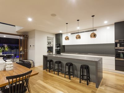 Modern kitchen interior with splashback