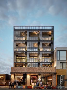 Multiple Dwelling - Nightingale Project Facade with Square Glass Screens on balconies