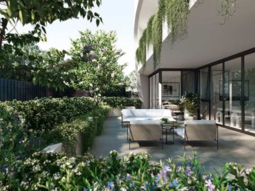 Forme - Terrace: The apartment design is inspired by the beauty of the leafy natural surrounds 