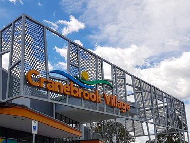 Cosmic Collection hexagon profile perforated metal panels at Cranebrook shopping centre