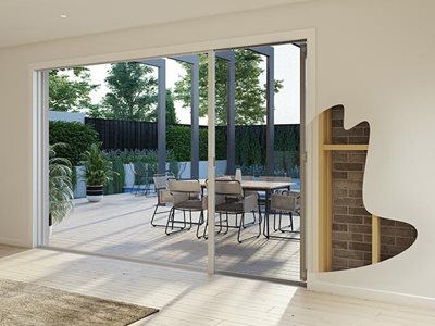 Freedom cut through wall retractable screens large openings