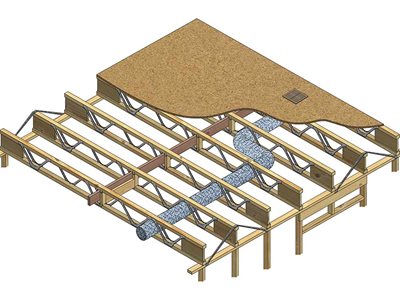 Rendered image of Mitek floor trusses