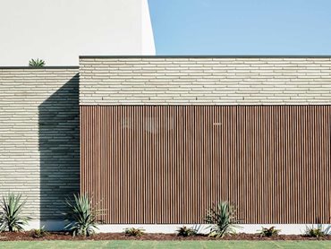 Together with the monolithic brick material, the 50 x 50mm timber look battens contribute to the aesthetic of a timeless and enduring piece of architecture 