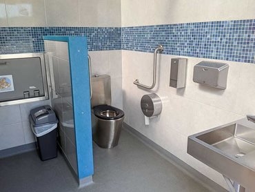 Britex stainless steel ambulant toilet suite and washroom accessories