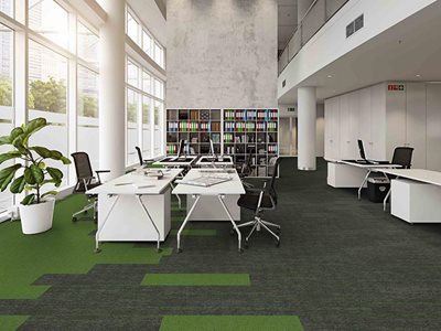 Office interior with Ebb Accent sustainable carpets
