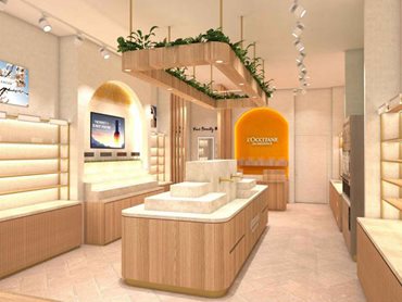 Glass waste collected from L’Occitane’s in-store TerraCycle program was recycled into the boutique’s benchtops 