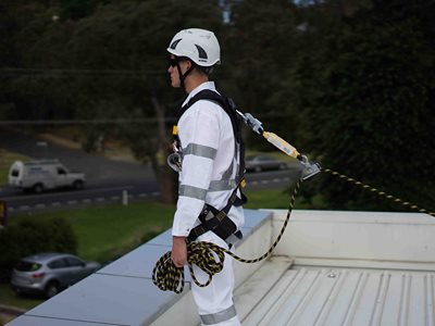 Worker On Roof Harness