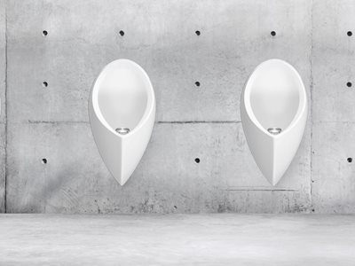 Wall-mounted Uridan waterless urinals