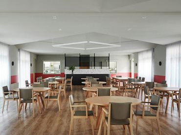 The super wide Orion luxury vinyl planks were used throughout the dining area.