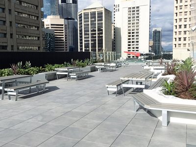 Rooftop outdoor tiles Central Ann St Brisbane