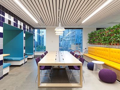 Office Interior White Timber Ceiling Slats
