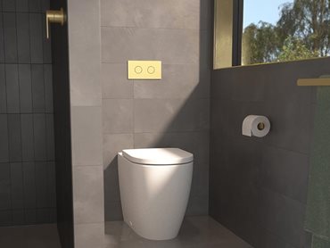 Caroma sustainable Urbane II Bathroom Collection Liano II Tapware showcasing a modern bathroom interior