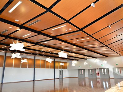 Interior of Glenwood Community Centre With Plywood Panels