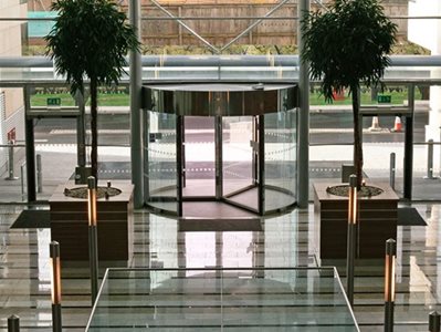 Assa Abloy RD3 Interior Of Corporate Building With Revolving Door Entrance