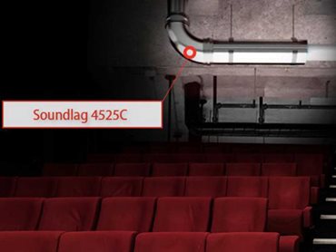 Soundlag 4525C, a high-performance composite acoustic lagging product from Pyrotek was selected to mitigate the pipe noise issue in the theatres
