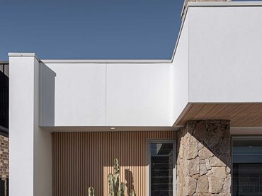 Hardie Fine Texture Cladding was selected to complement the Hardie Brushed Concrete Cladding 